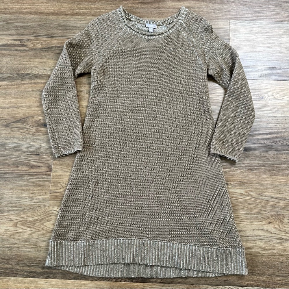 J Jill Womens XS Petite Brown Wool Blend Sweater Dress Knit Office‎ Long Sleeve